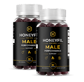 HoneyFil once-daily men's vitality gummy bottle